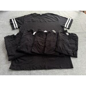 Royal Avalon Mens XL Black Cotton T-Shirt Striped Sleeve Football Jersey 6 Pk